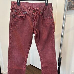 NWT TRUE RELIGION Ricky Big T Overdye ASSD Crimson Jean | Size 30W, 30 Length